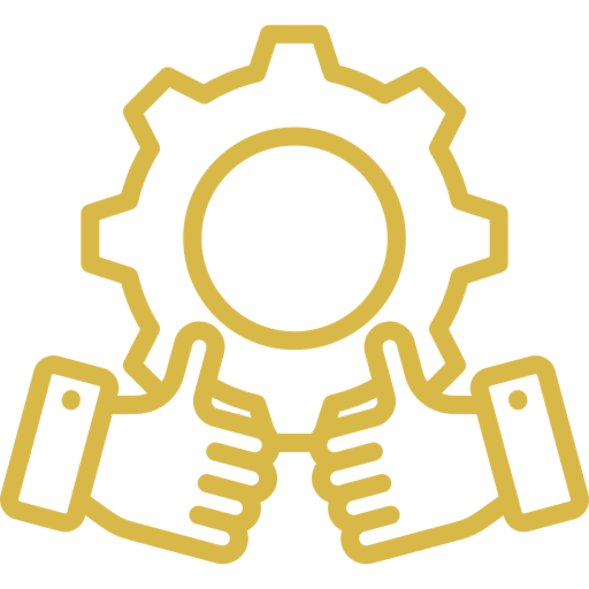 Yellow gear with two thumbs-up hands