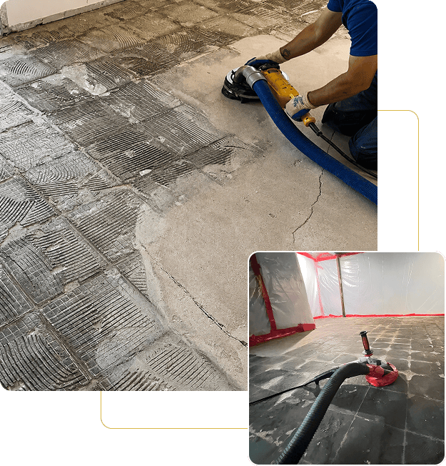 Concrete floor grinding with vacuum extraction